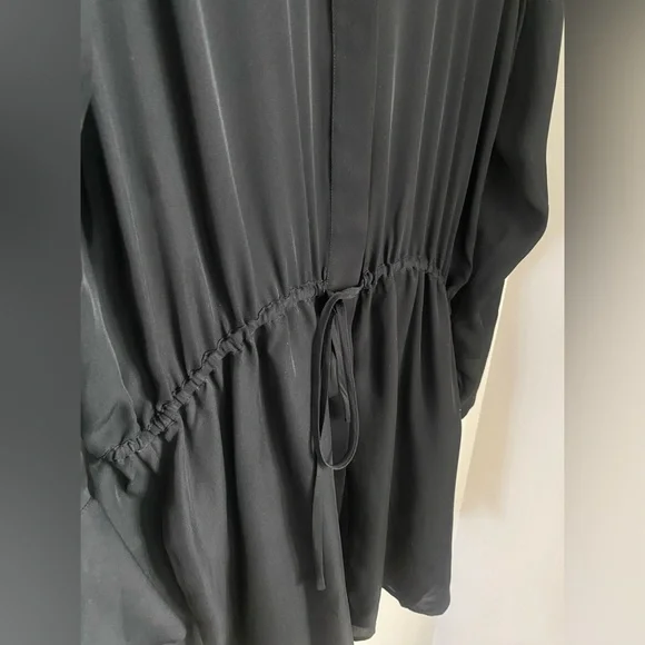NILI LOTAN Henley Button Down Silk Dress Black Size Medium Luxury Minimalist - Picture 9 of 15